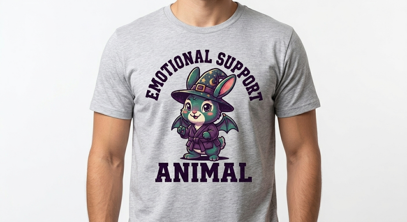 Emotional Support Bunny t-shirt featuring a cute chibi bunny