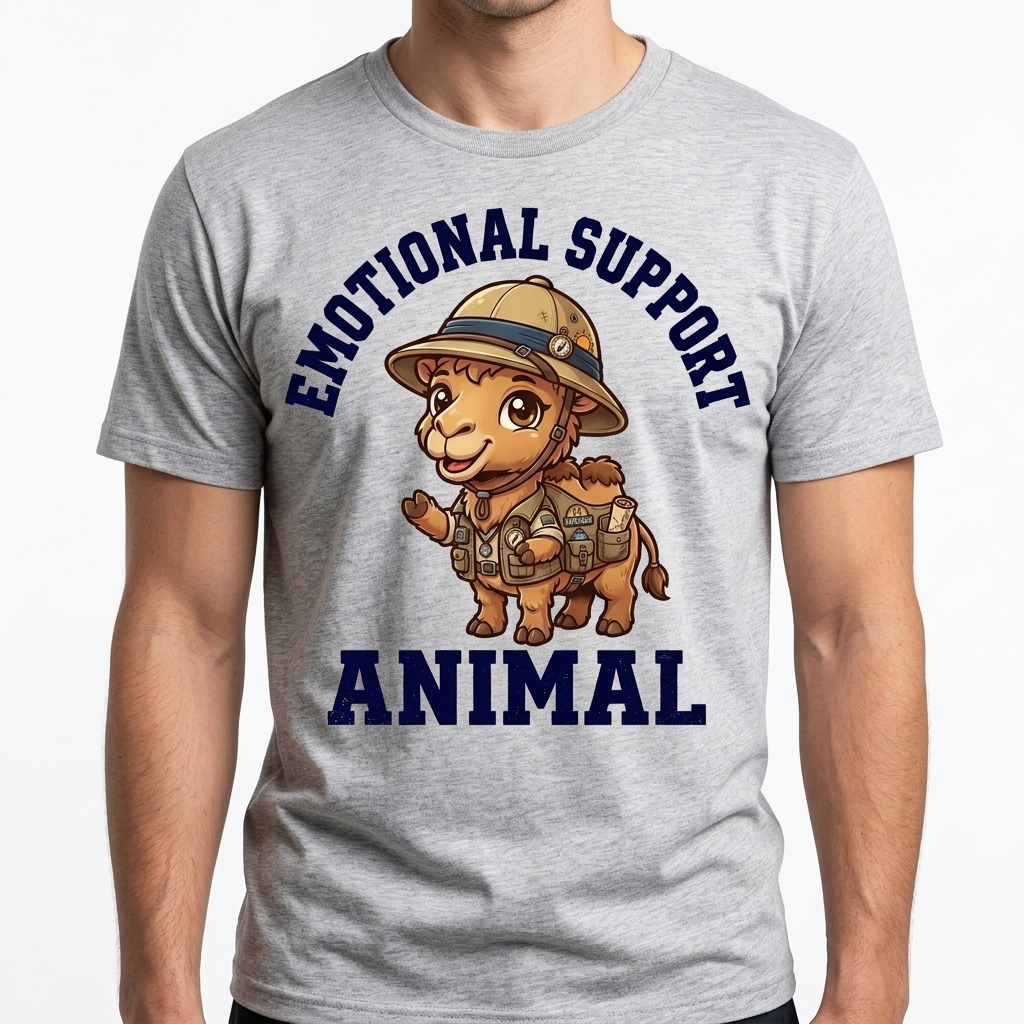 Emotional Support Camel t-shirt featuring a cute chibi camel