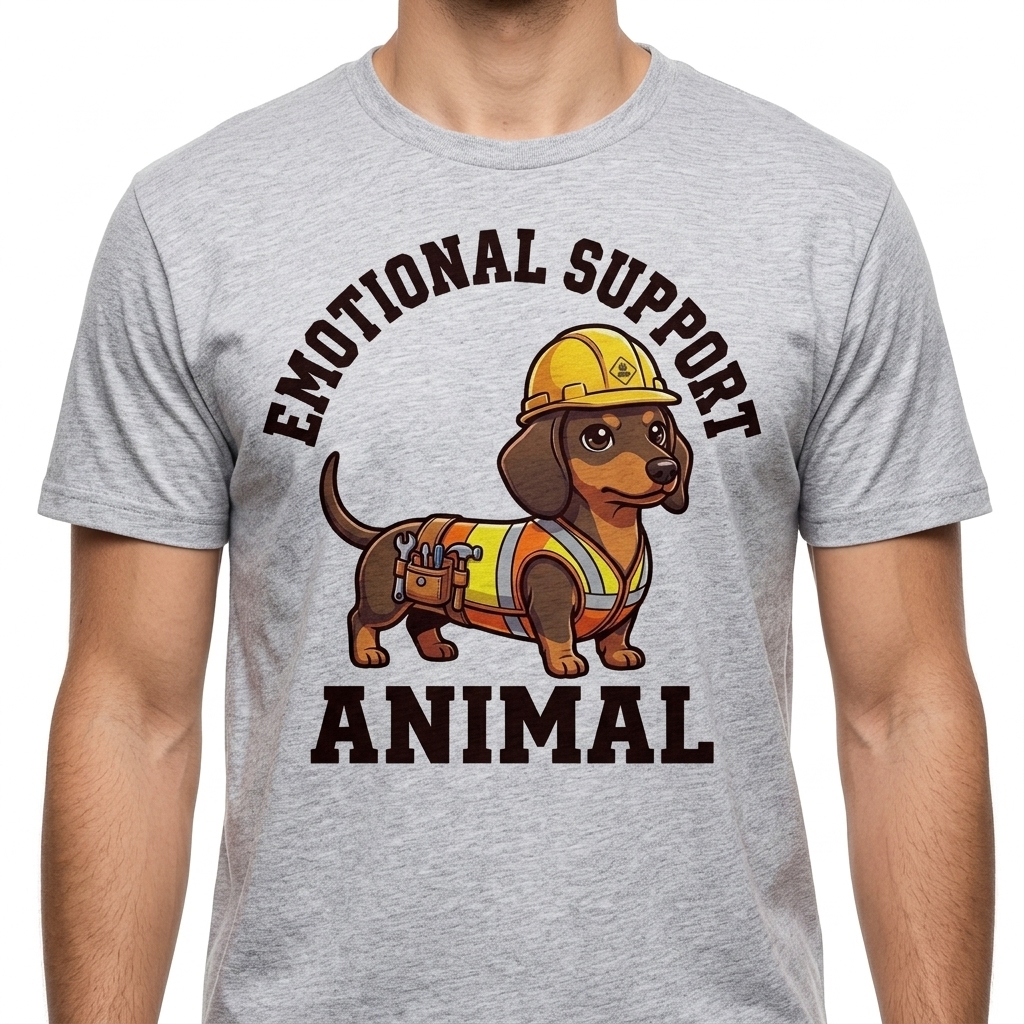 Emotional Support Dachshund t-shirt featuring a cute chibi dachshund