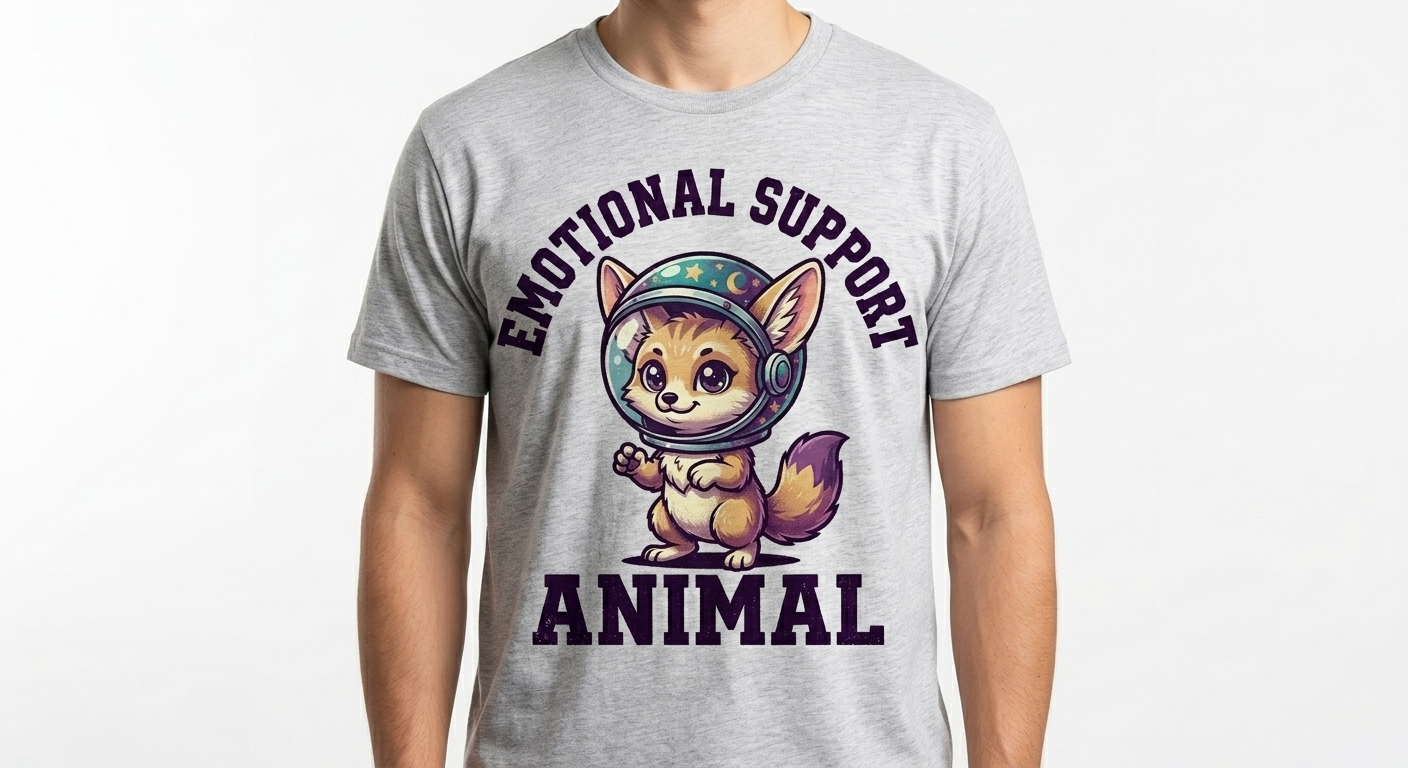 Emotional Support Fennec Fox t-shirt featuring a cute chibi fennec fox