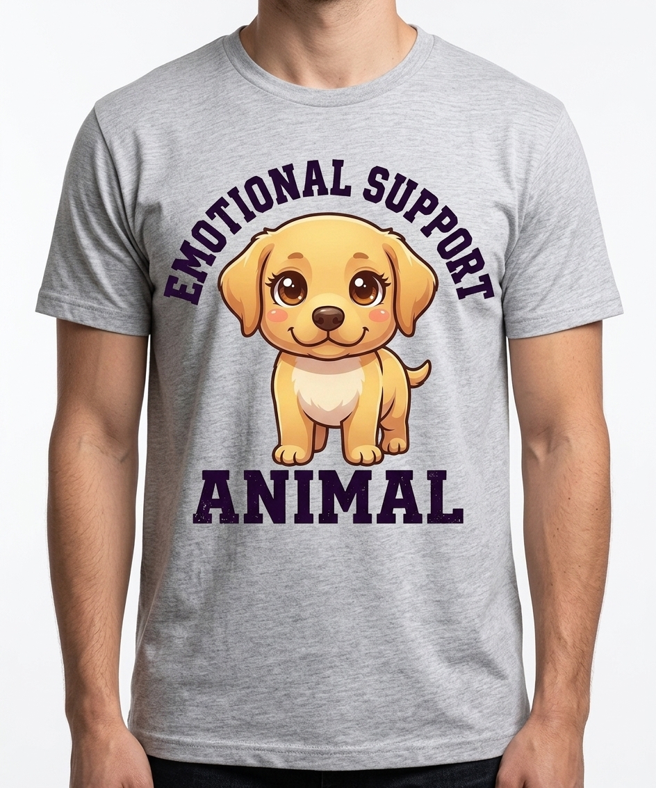 Emotional Support Labrador t-shirt featuring a cute chibi labrador