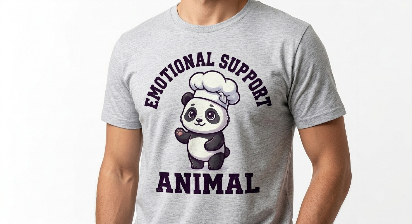 Emotional Support Panda t-shirt featuring a cute chibi panda