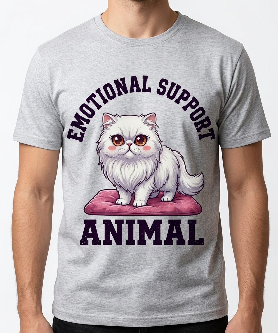 Emotional Support Persian t-shirt featuring a cute chibi persian