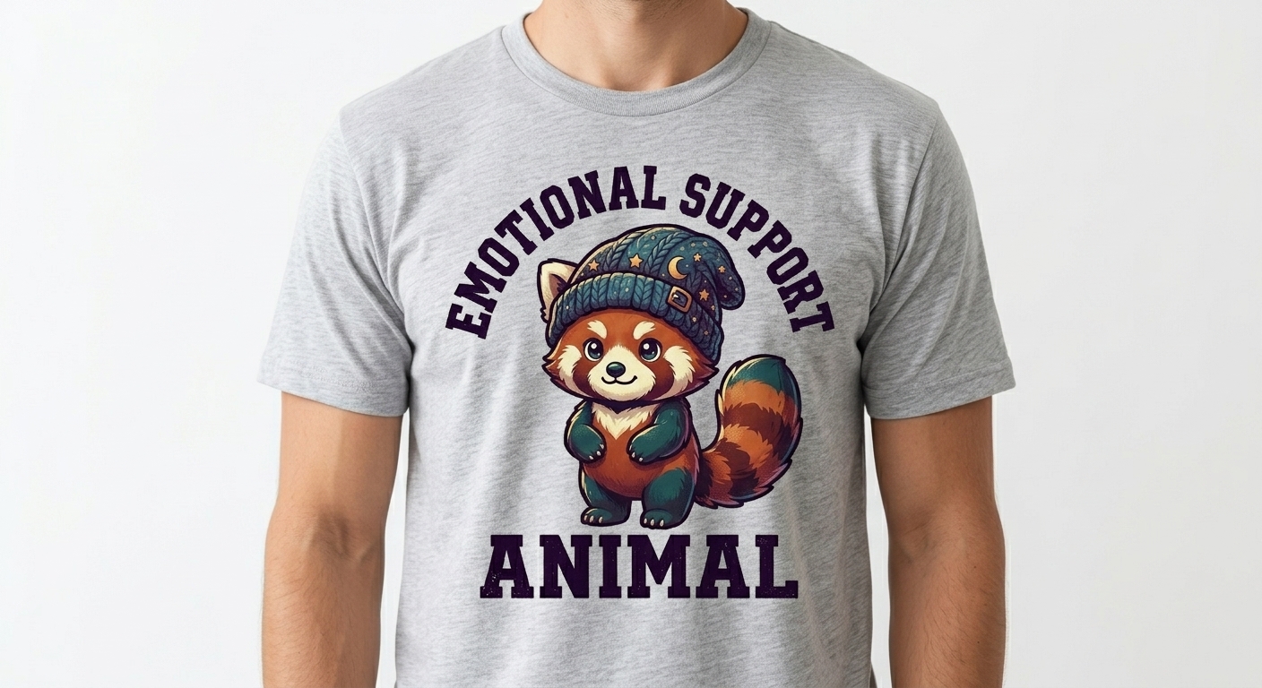 Emotional Support Red Panda t-shirt featuring a cute chibi red panda
