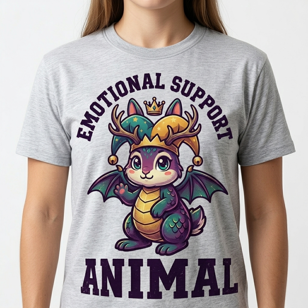 Emotional Support Wolpertinger t-shirt featuring a cute chibi wolpertinger
